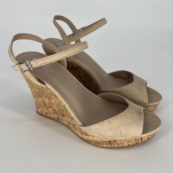 Charles by‎ Charles David Women's Lambert Cork Wedge Sandals Nude Size 10M - Picture 1 of 6